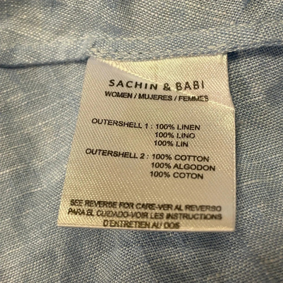 SACHIN + BABI x ANTHROPOLOGIE Linen Halter Blouse in Blue - Picture 8 of 10